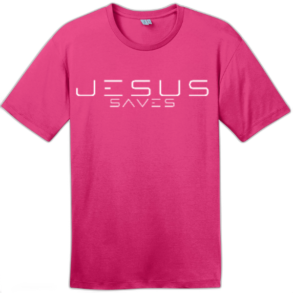 Jesus Saves Electric White Letters Tee